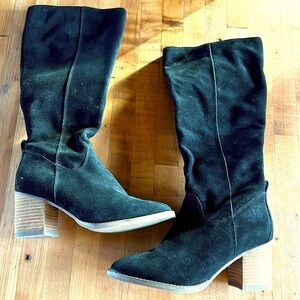 Blondo Tall Waterproof Black Suede Leather Boots size 8